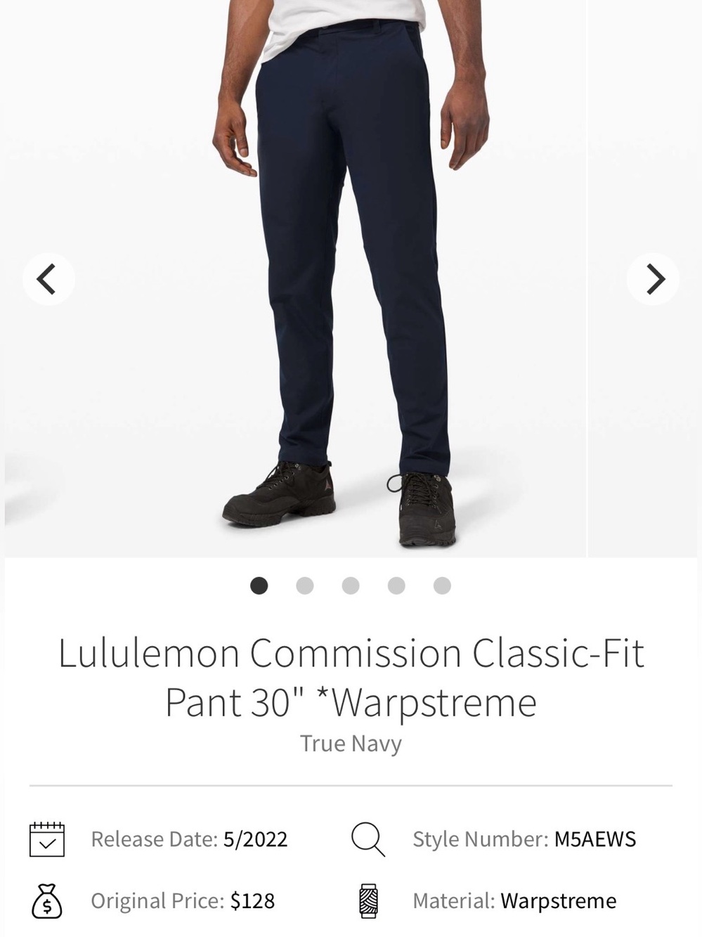 ✨Lululemon True Navy Commission Classic-Fit Pant 30" *Warpstreme Size 31